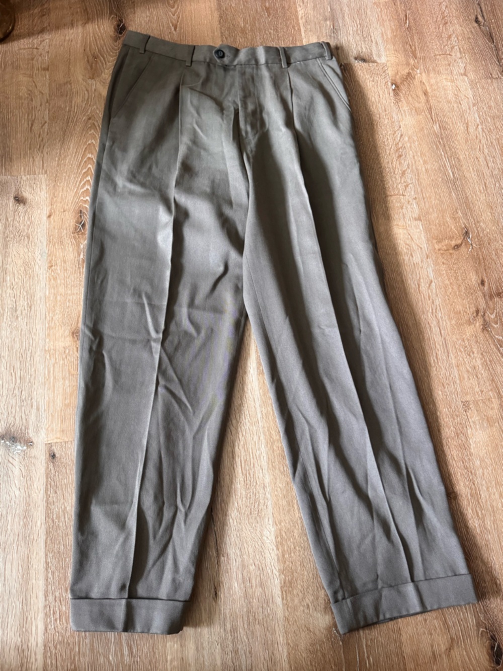 Ermenegildo Zegna Olive Cotton Blend Trousers Size 52 IT/US 36-38